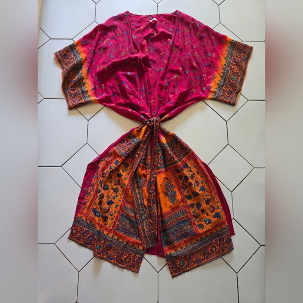 Bohemian Red and Orange Kimono
